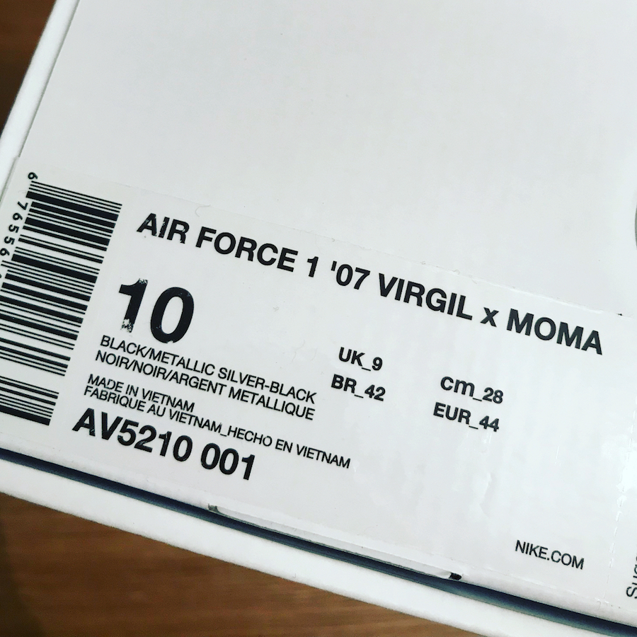 MoMA Virgil Nike Air Force 1 '07 AV5210-001