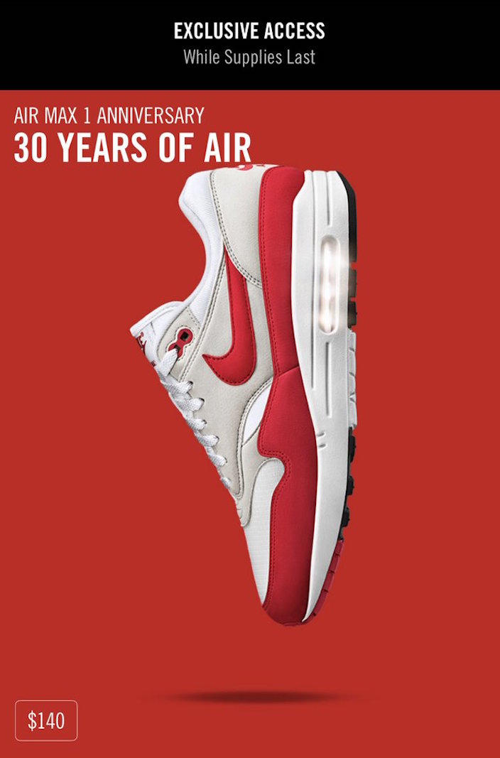 Nike Air Max 1 OG Anniversary Restock