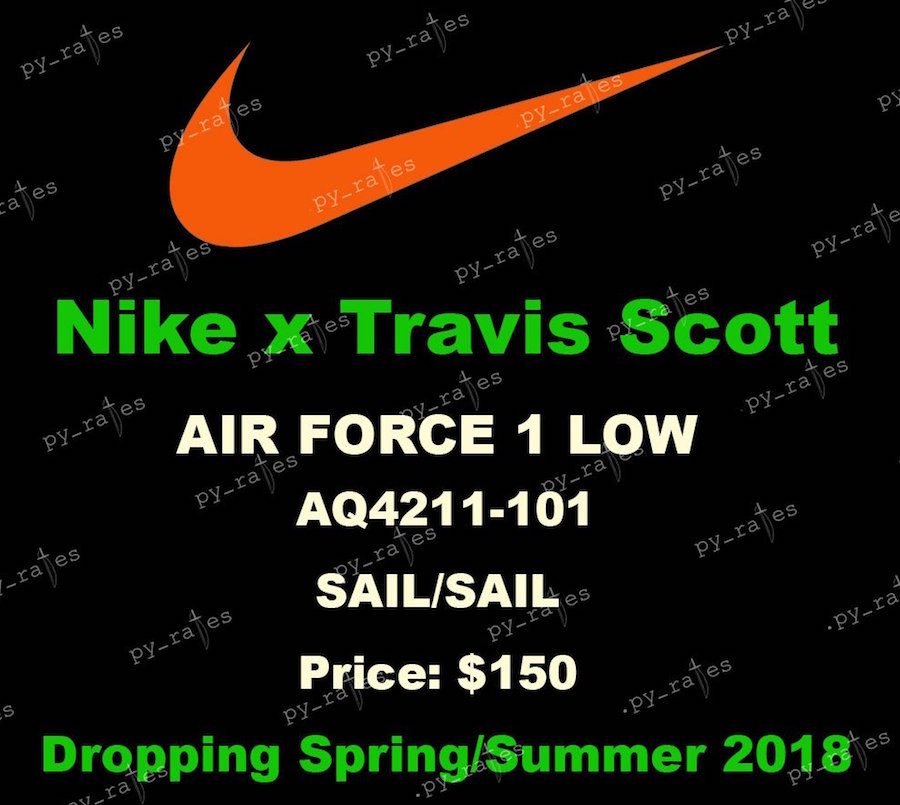 Travis Scott Nike Air Force 1 Low Sail AQ4211-101