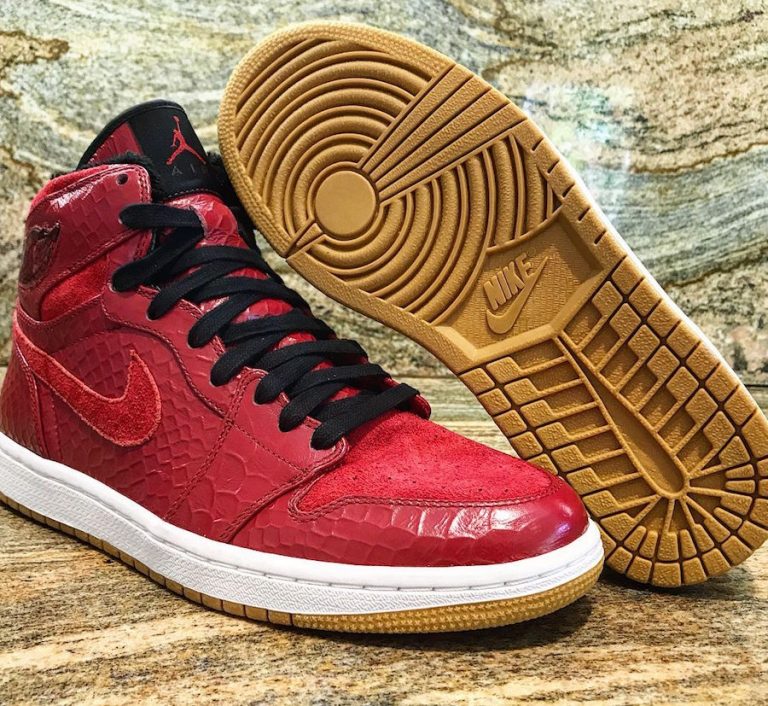 Air jordan 1 high red python sample sneaker bar detroit