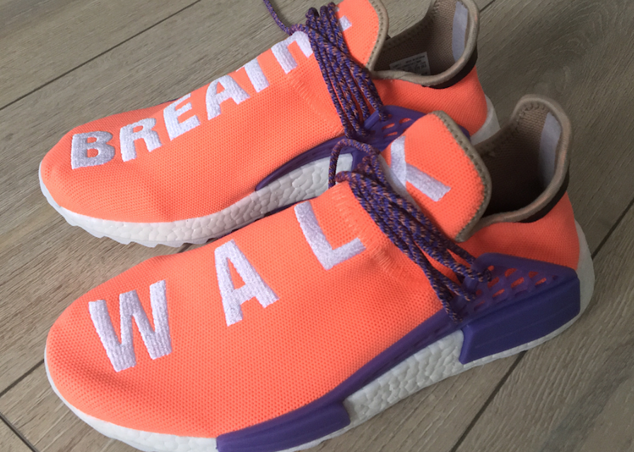 Pharrell Williams adidas NMD Hu Breathe Walk Orange Purple Sample