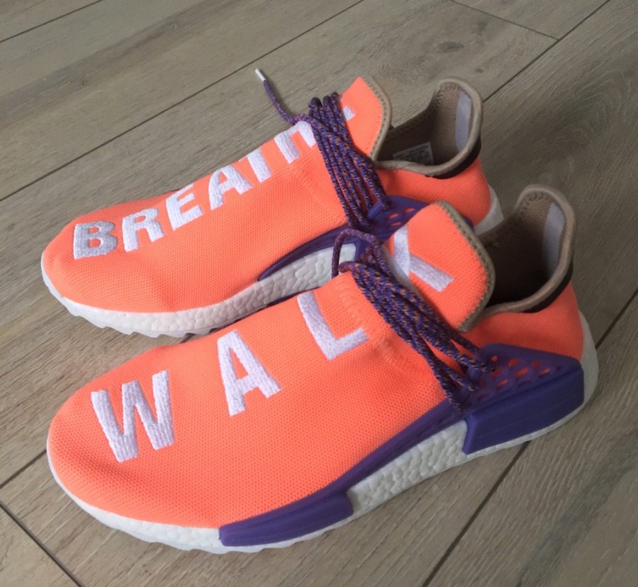 Pharrell adidas NMD Hu Breathe Walk Orange Purple Sample