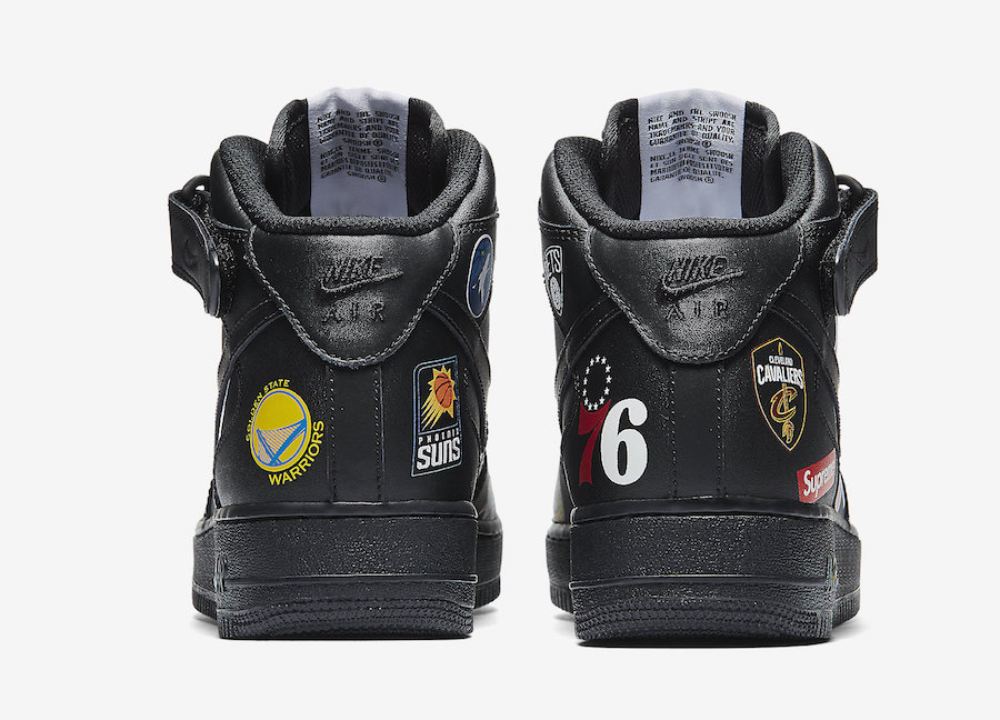 Supreme NBA Nike Air Force 1 Mid Black AQ8017-001 Release Date