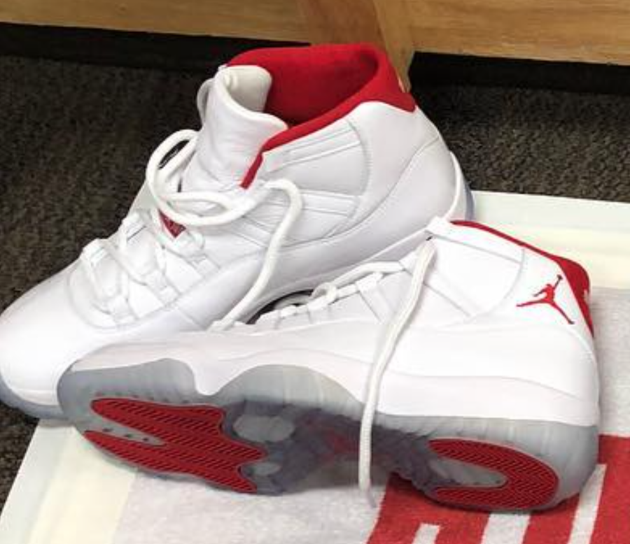jordans 11 red and white