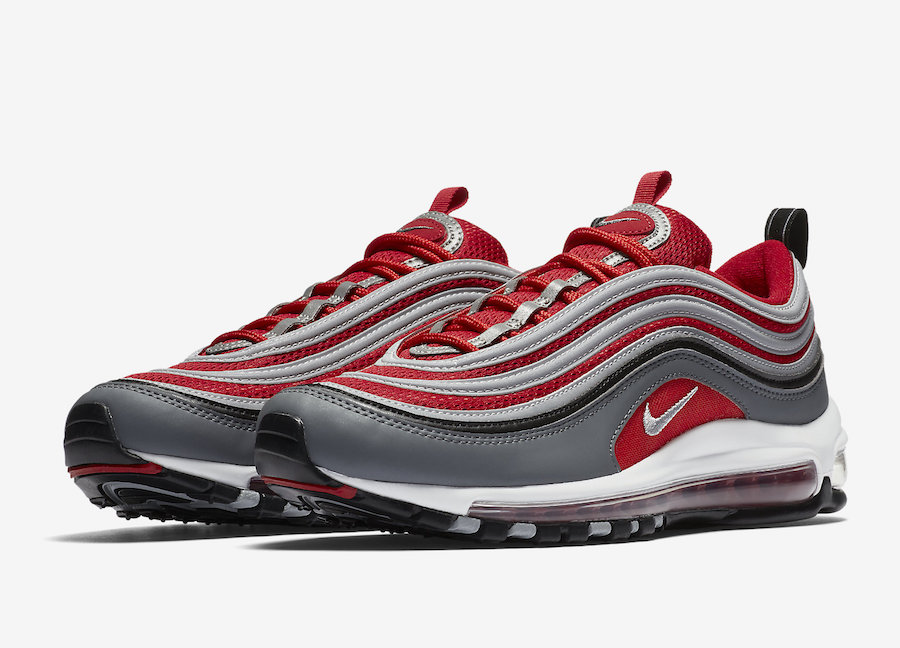 silver and red air max 97