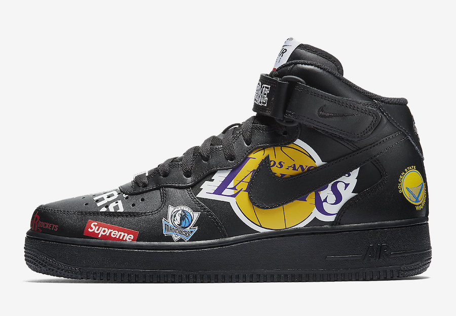 Supreme NBA Nike Air Force 1 Mid Black SNKRS Release