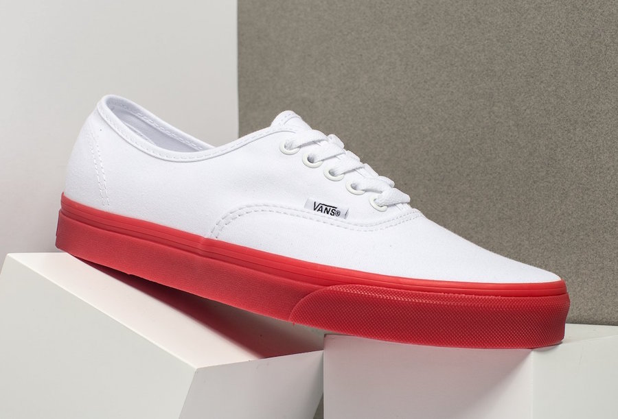 all white vans with red bottom