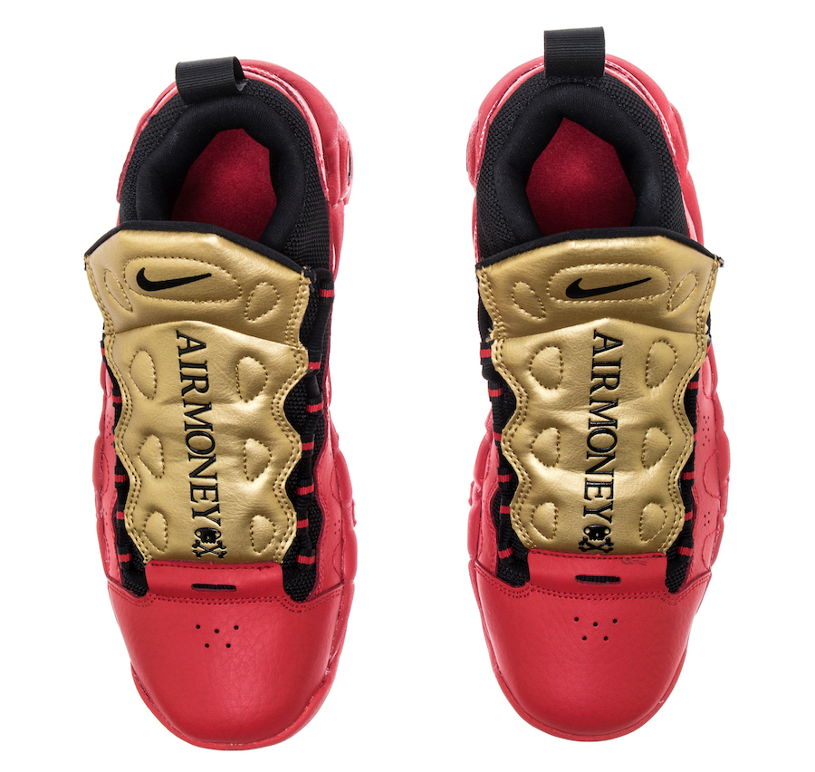 Nike Air More Money University Red Metallic Gold Release Date AH5215-600