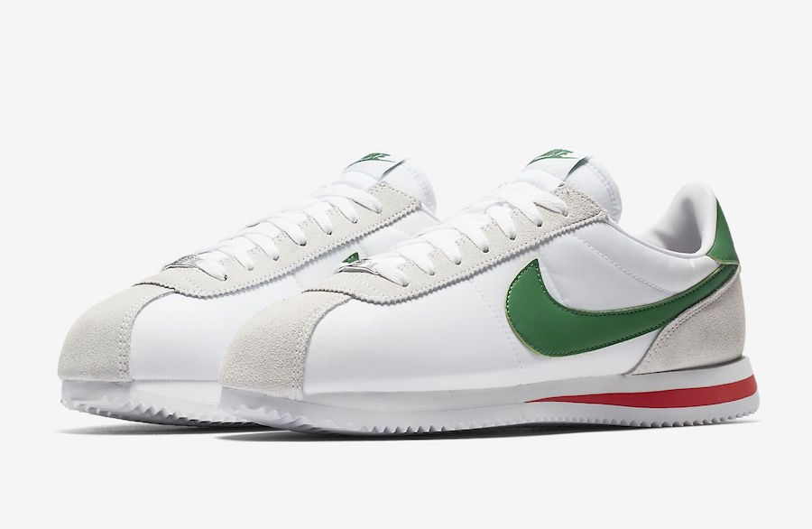 white and green nike cortez
