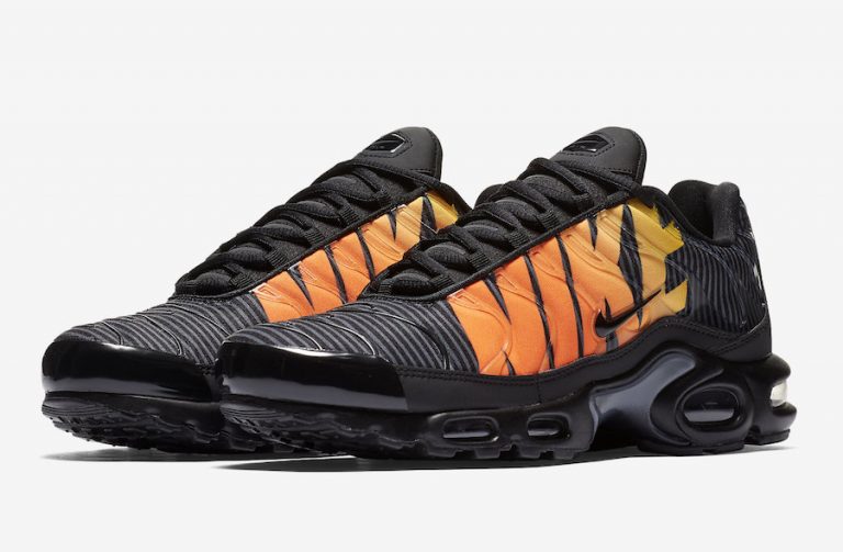 nike air max plus orange and black