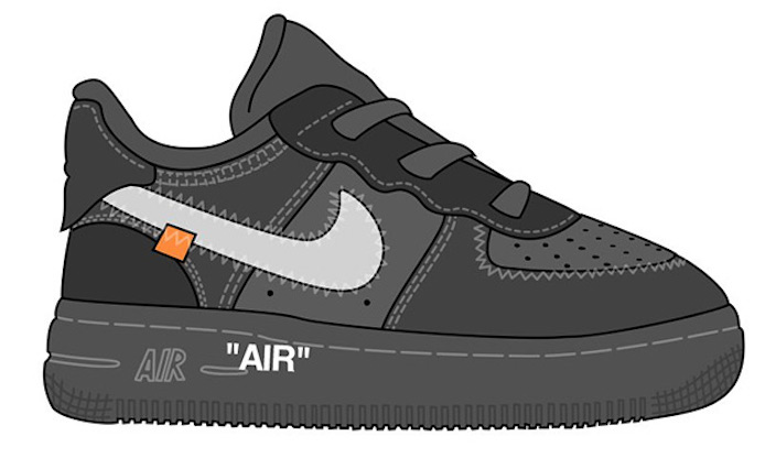 Off-White Nike Air Force 1 Low Black Kids Sizes