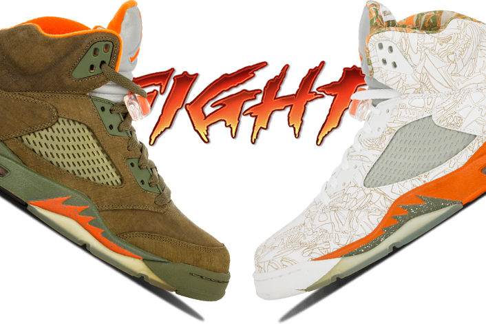 olive green and orange jordan 5s