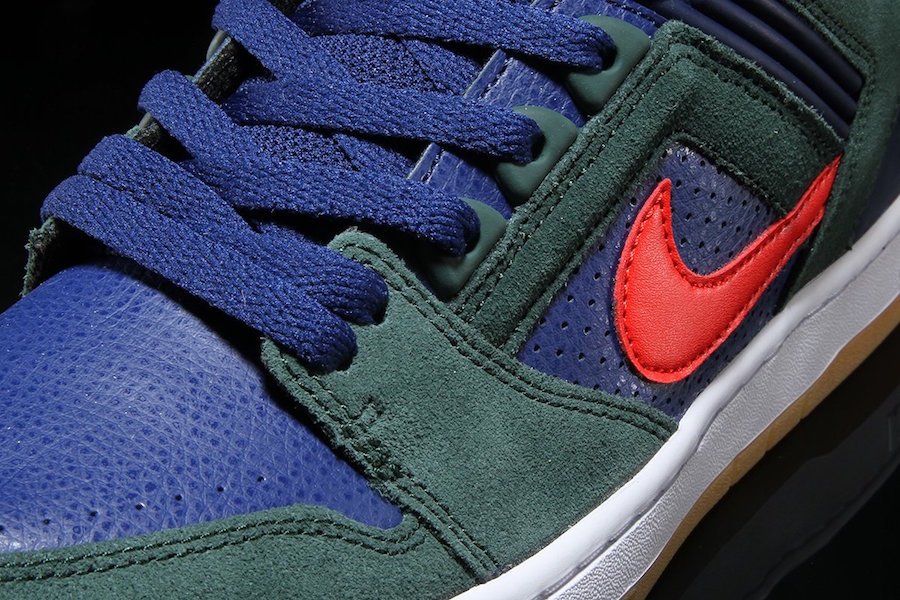 Nike SB Air Force II Low Midnight Green Habanero Red Blue Void