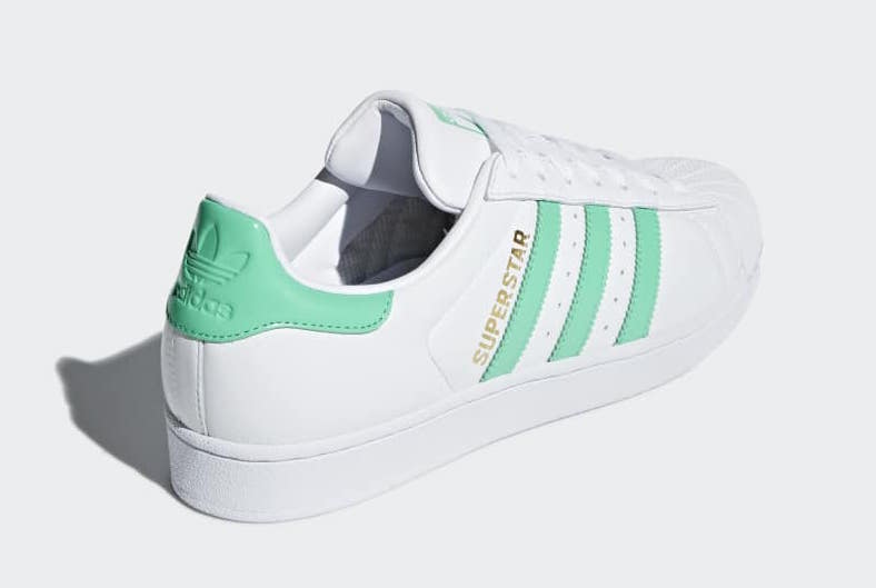 adidas superstar white green stripes