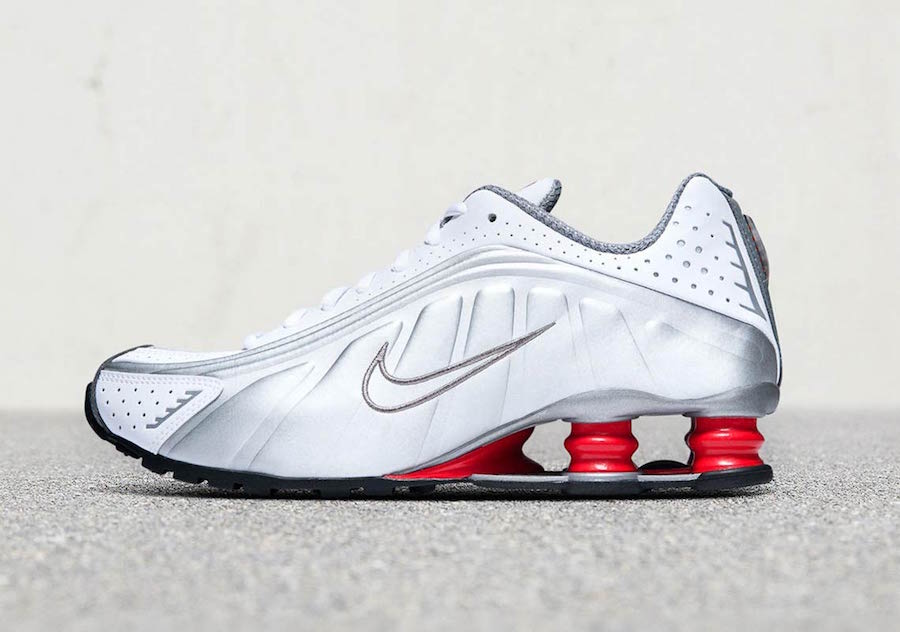 nike shox red white and blue