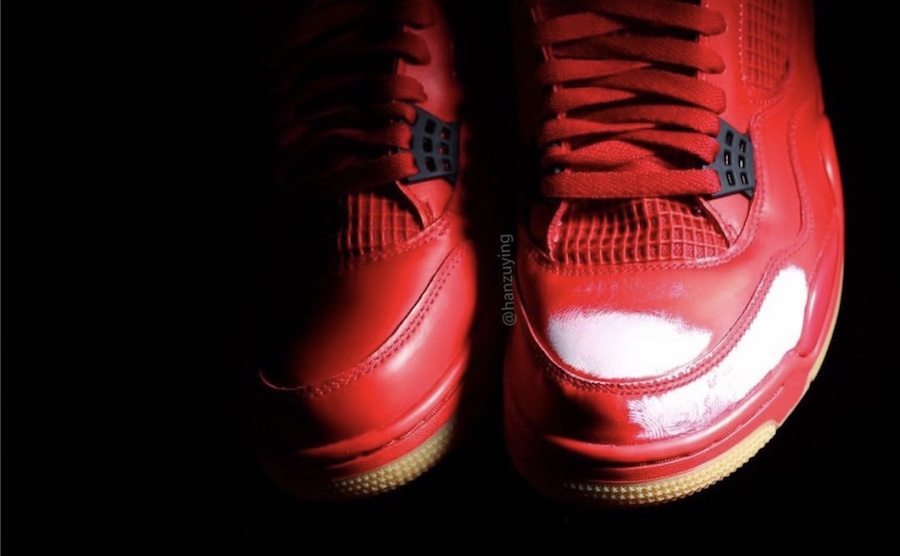 all red jordan 4 gum bottom