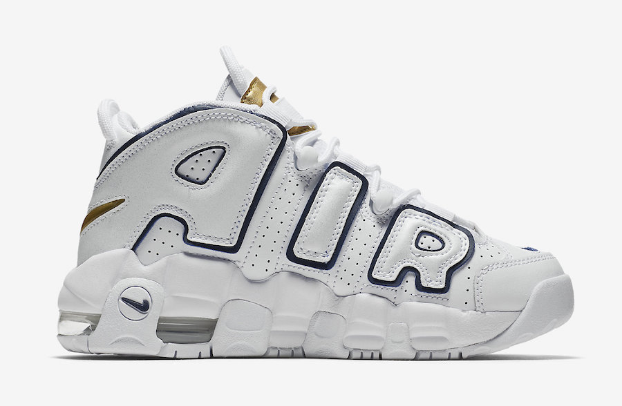 Nike Air More Uptempo White Navy Gold 415082-109 Release Date