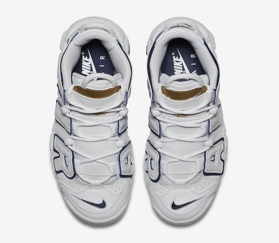Nike Air More Uptempo White Navy Gold 415082-109 Release Date - SBD