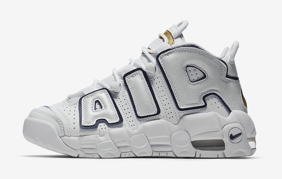 Nike Air More Uptempo White Navy Gold 415082-109 Release Date - SBD