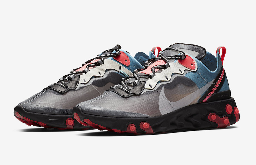 Nike React Element 87 Blue Chill Solar Red AQ1090-006 Release Date
