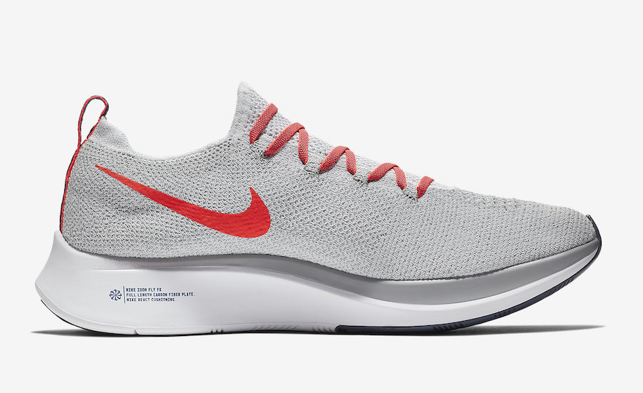 Nike Zoom Fly Flyknit Pure Platinum Bright Crimson AR4561-044 Release Date