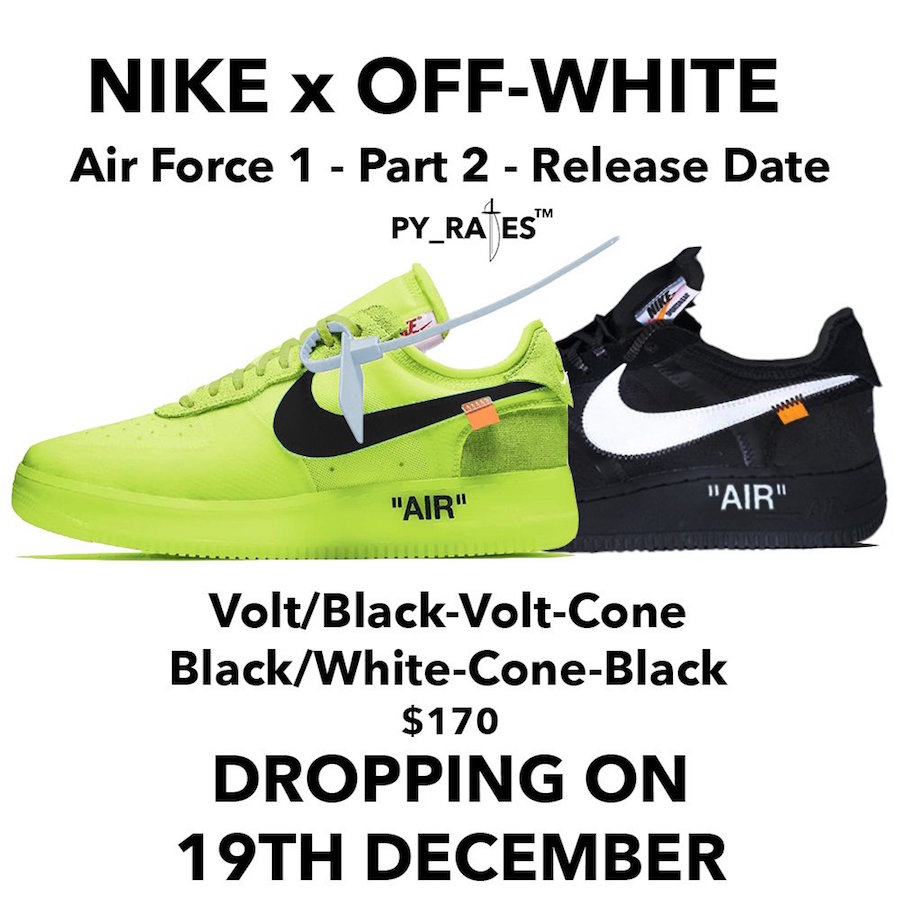 Nike x Off-White Air Force 1 2018 Release Date