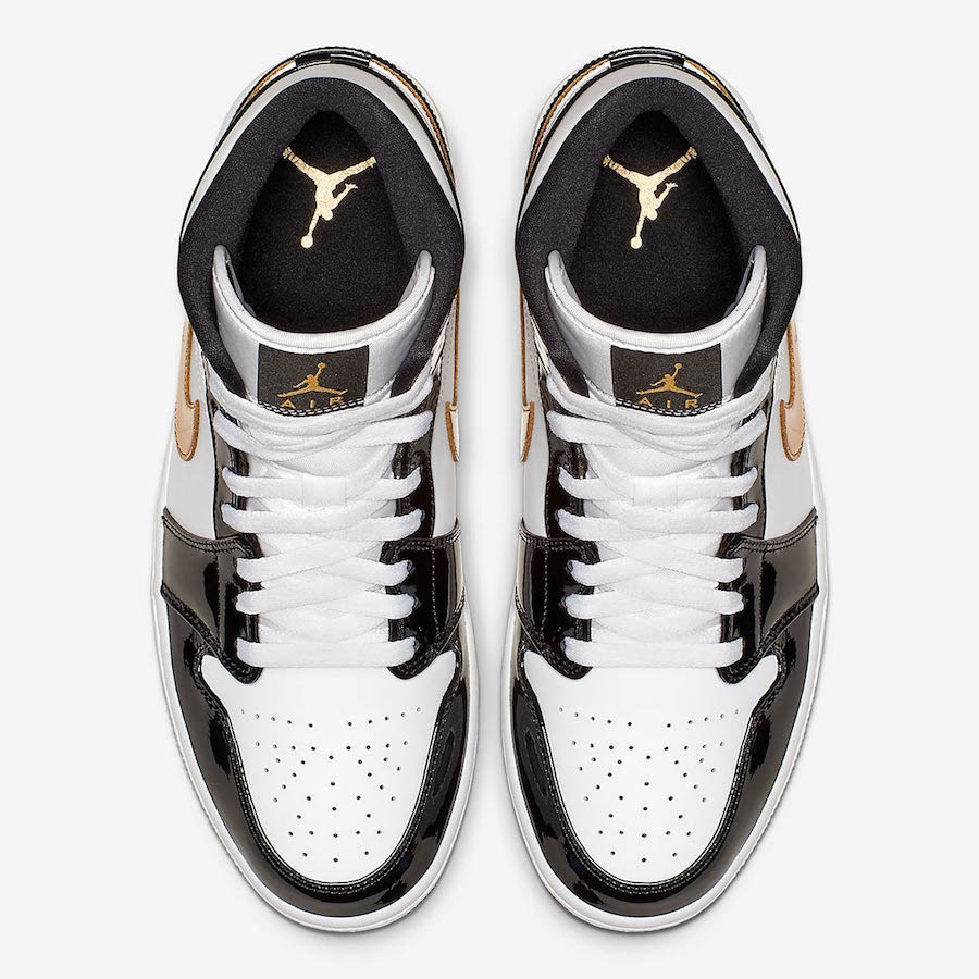 white jordans with black patent leather