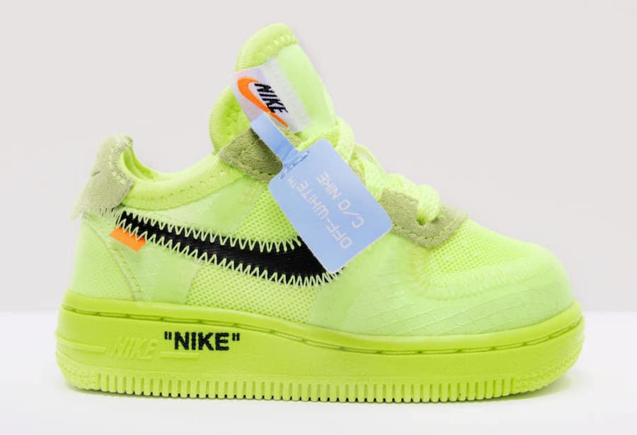 Off-White Nike Air Force 1 Kids Sizing Volt Release Date
