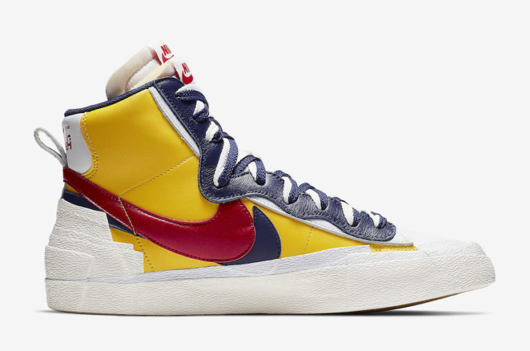 sacai x nike blazer mid yellow blue