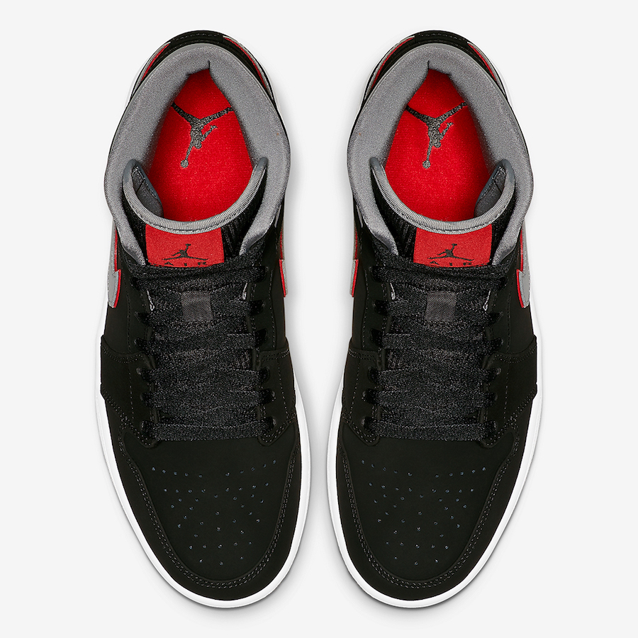 Air Jordan 1 Mid Black Grey Red 554724-060 Release Date