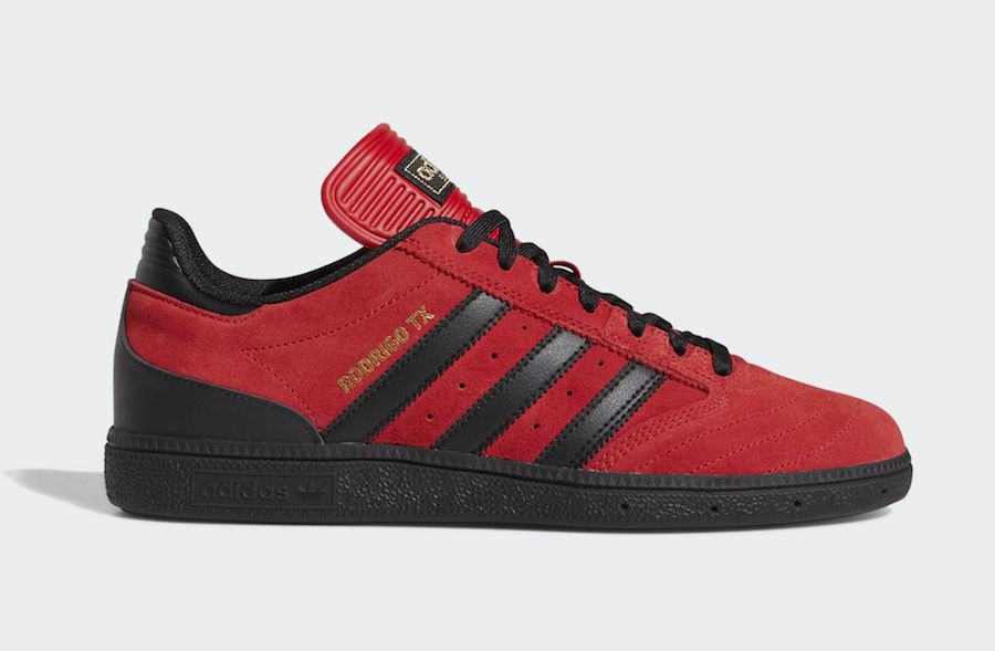 red and black adidas sneakers
