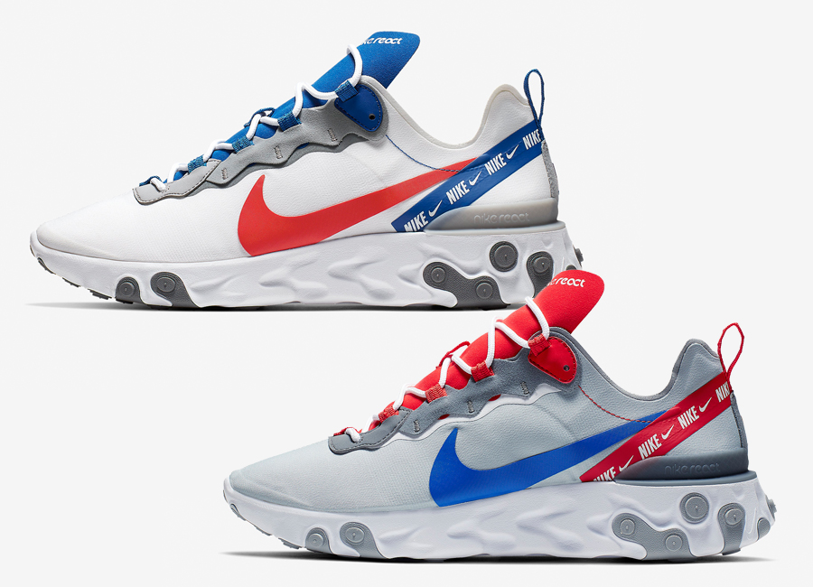 nike react element 55 grey blue red