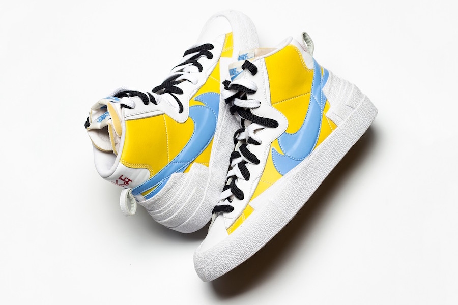 Sacai Nike Blazer Mid White Yellow Blue Release Date - SBD