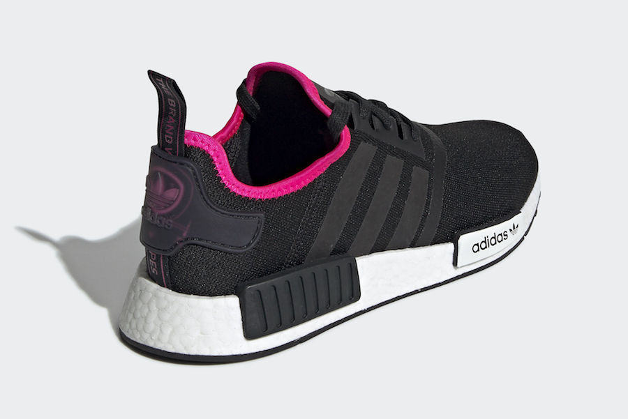 womens black and pink adidas nmd