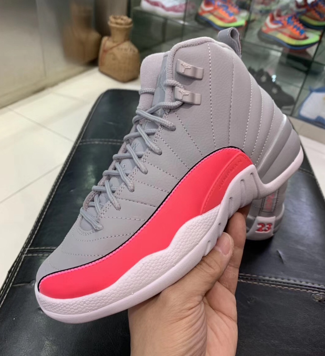 pink grey and white jordan 12