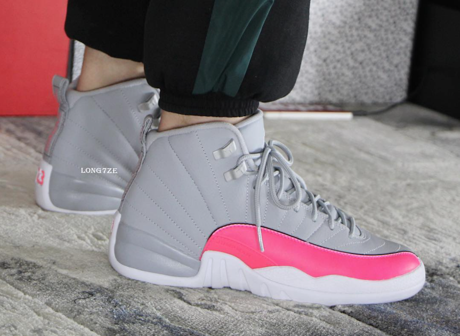 pink grey and white jordan 12