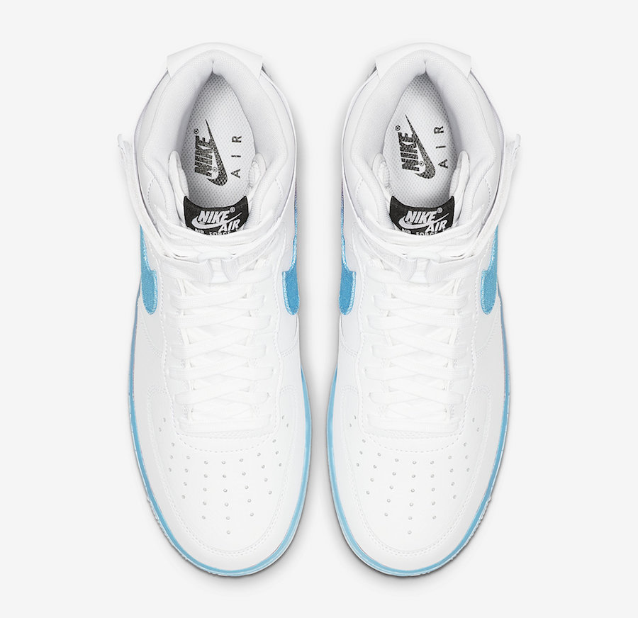 Nike Air Force 1 High White Blue Fury Ember Glow CJ0525-100 Release ...