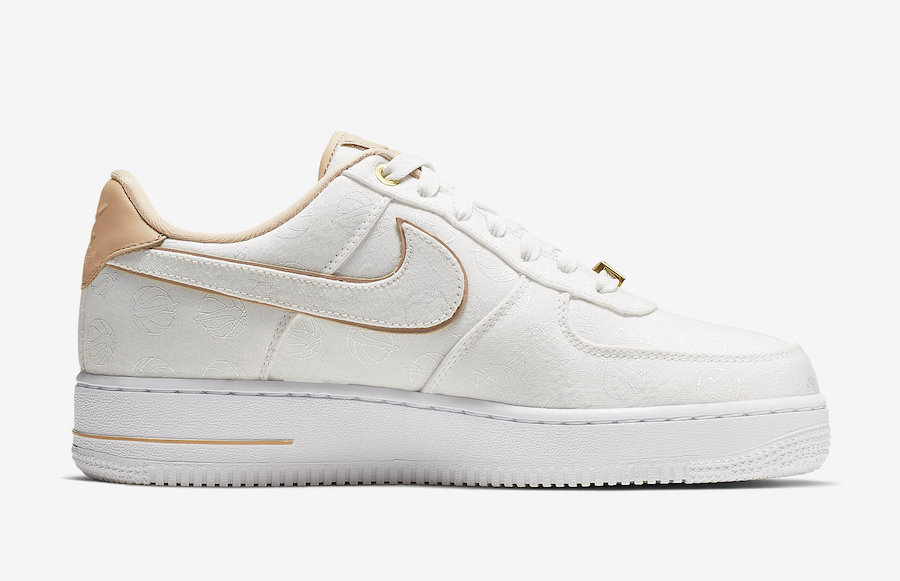 white air force ones with gold trim