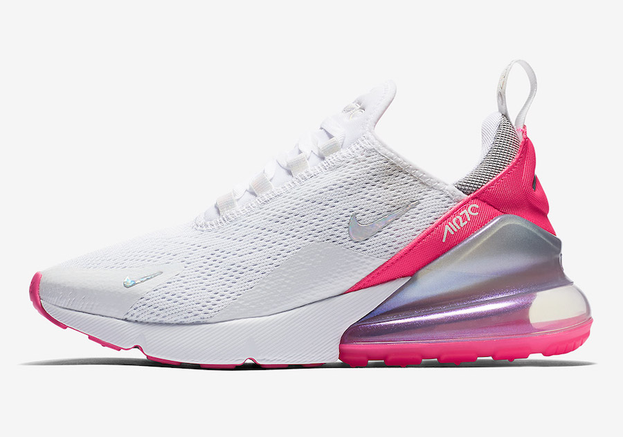 pink and white nike 270