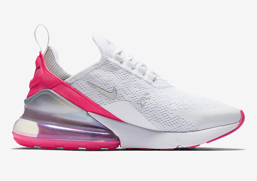 pink and white nike 270