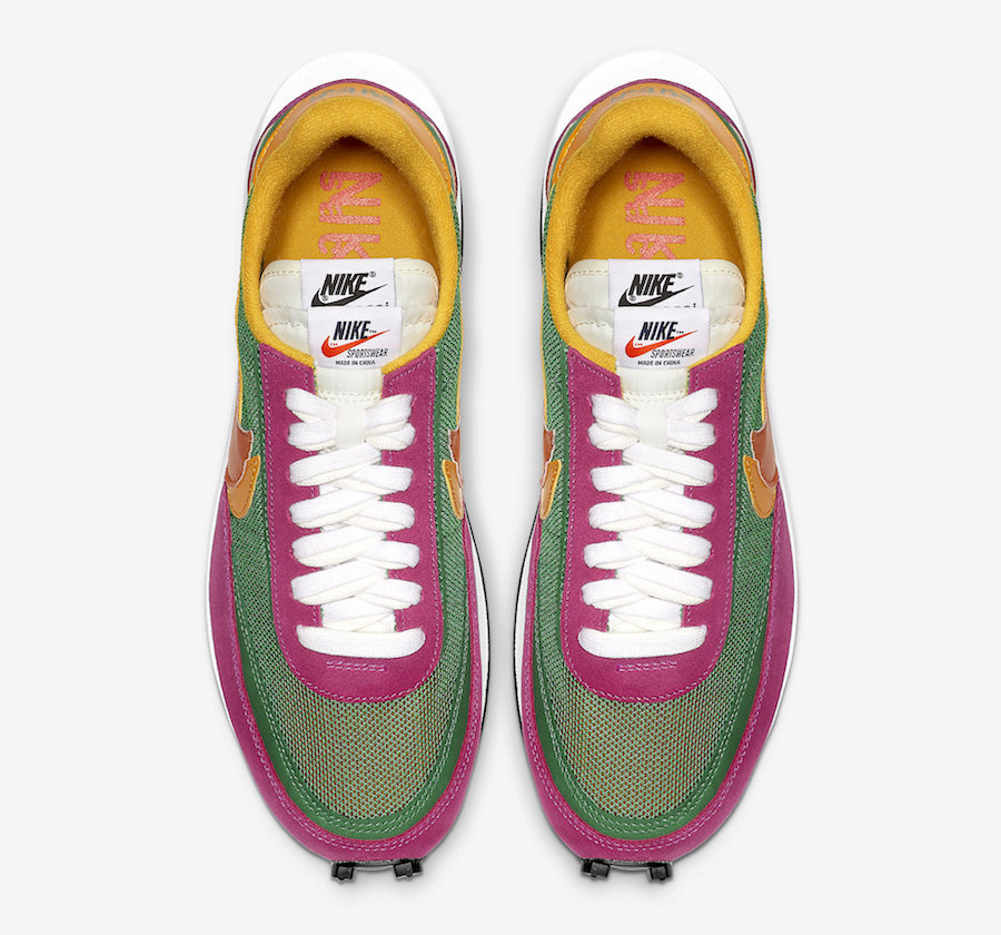 Sacai Nike LDV Waffle Green Pink Yellow BV0073-301 Release Date - SBD