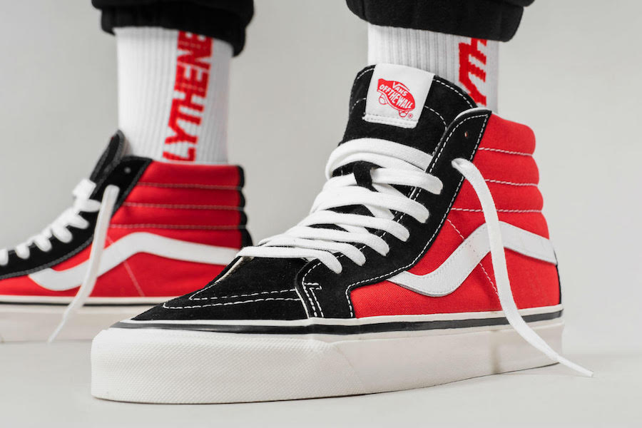 vans sk8 hi red and white