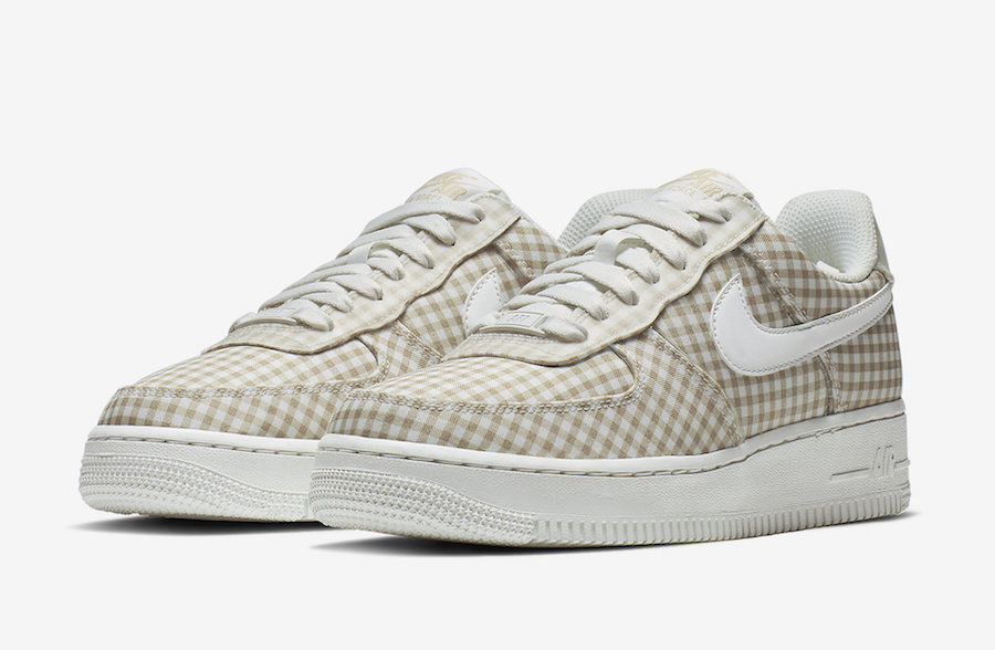 womens air force 1 low qs gingham pack beige