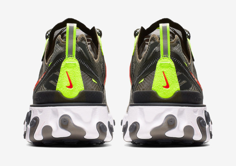 nike react element 87 olive crimson black & volt