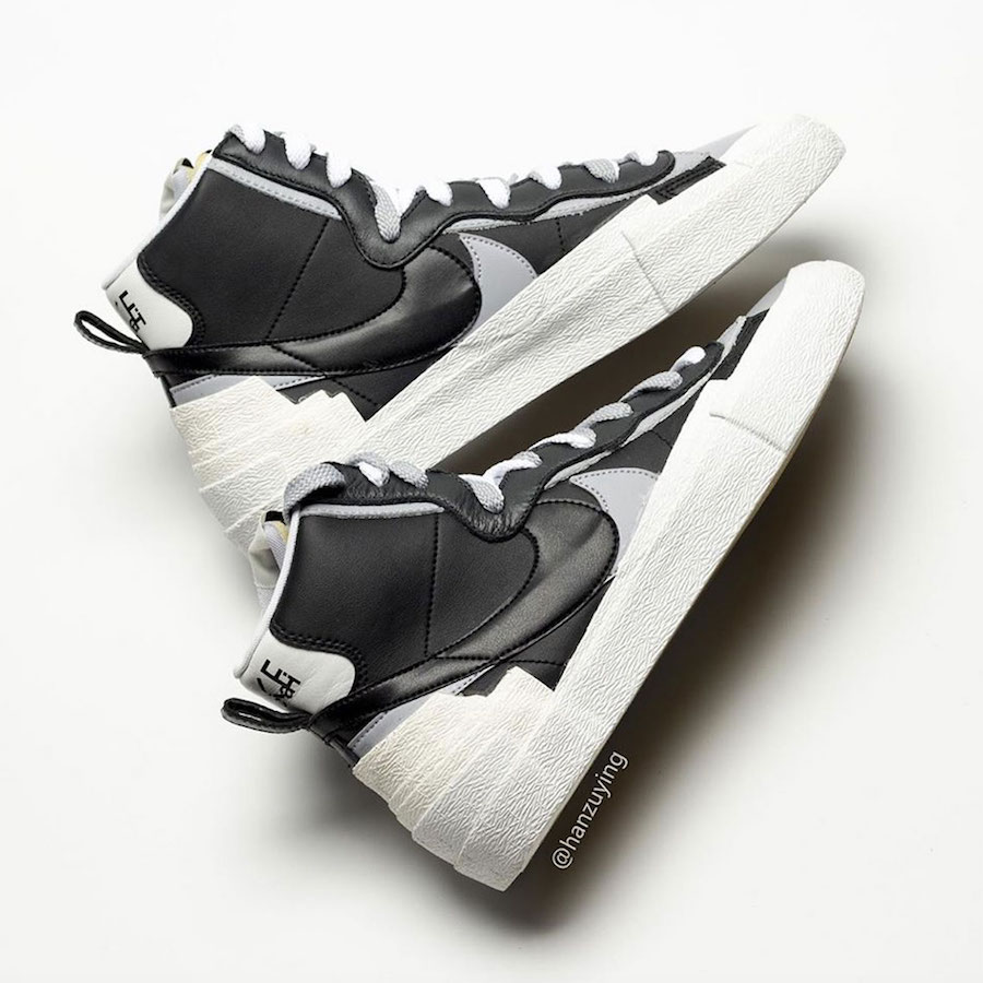 002 Release Date - Sacai Nike Blazer Mid Black Wolf Grey BV0072 