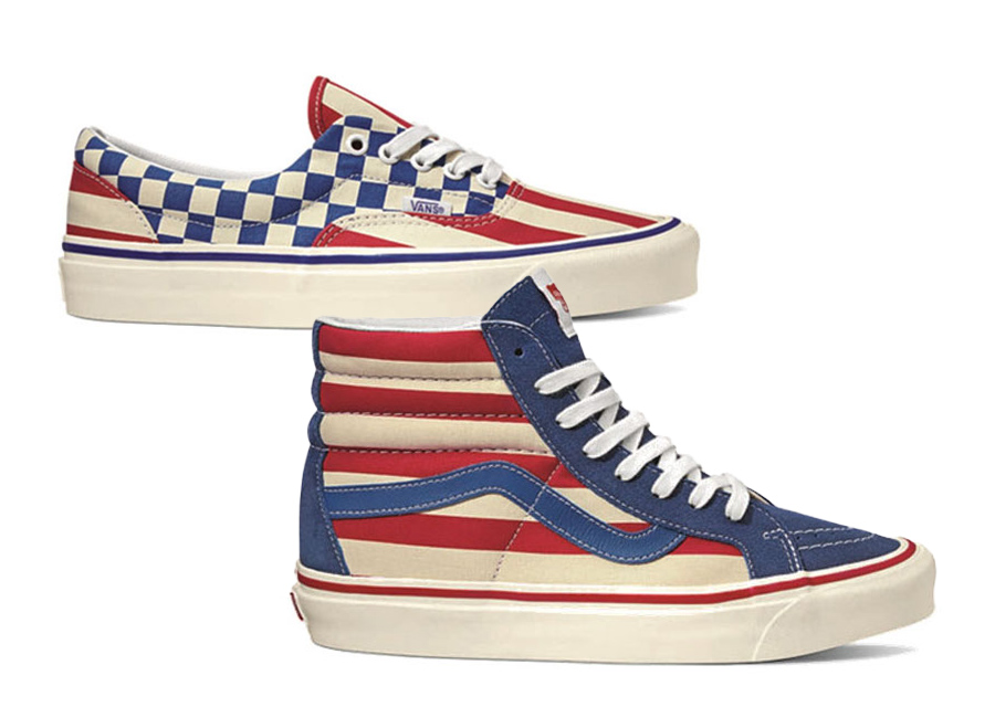 red blue and white vans