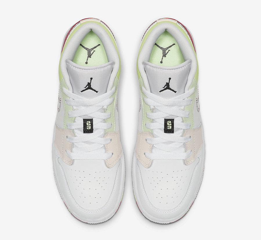 Air Jordan 1 Low GS White Ember Glow Barely Volt 554723-176 Release Date