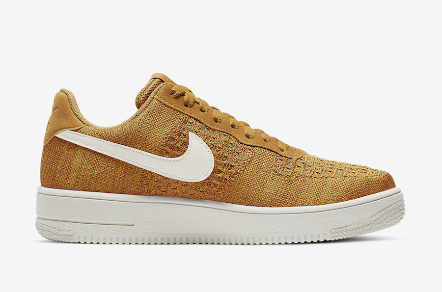 Nike Air Force 1 Flyknit 2.0 Gold Suede CI0051-700 Release Date