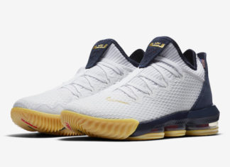 Nike LeBron 16 Low Olympic USA White Midnight Navy Metallic Gold CI2668-101 Release Date