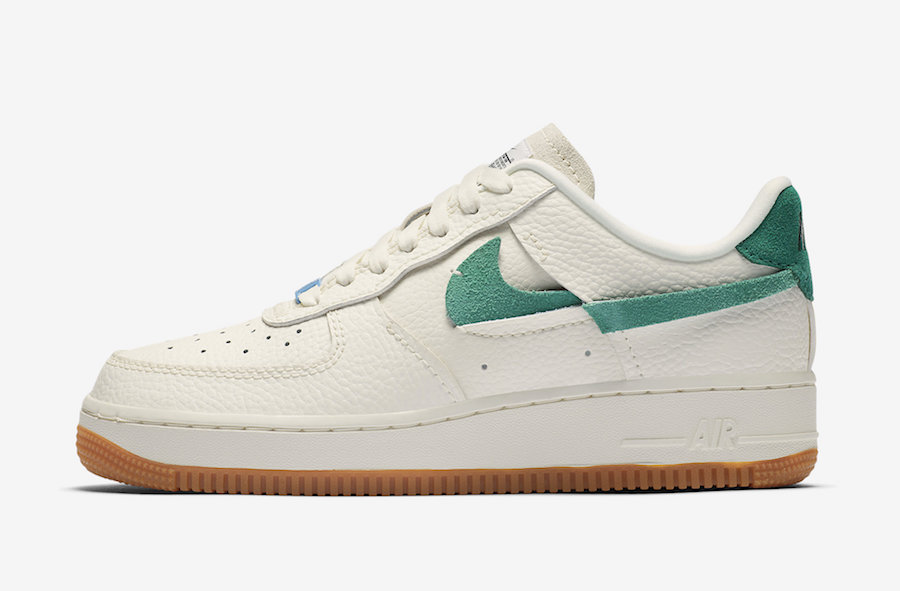 green and blue nike air force 1